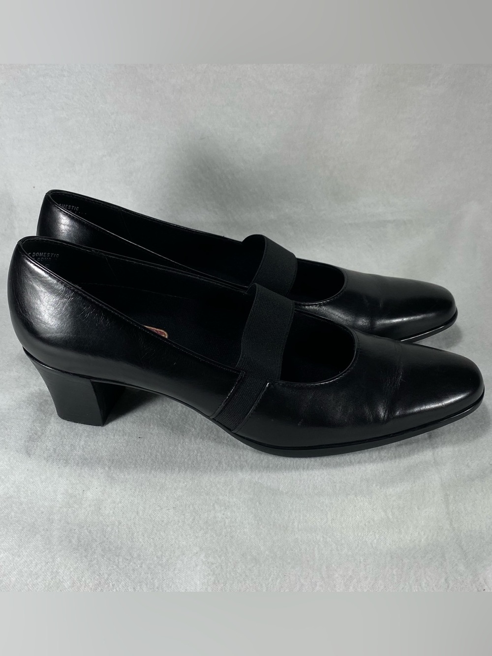 Munro Danielle Black Leather Elastic-Strap Block Heel Square Toe Size 8.5N - Picture 2 of 14